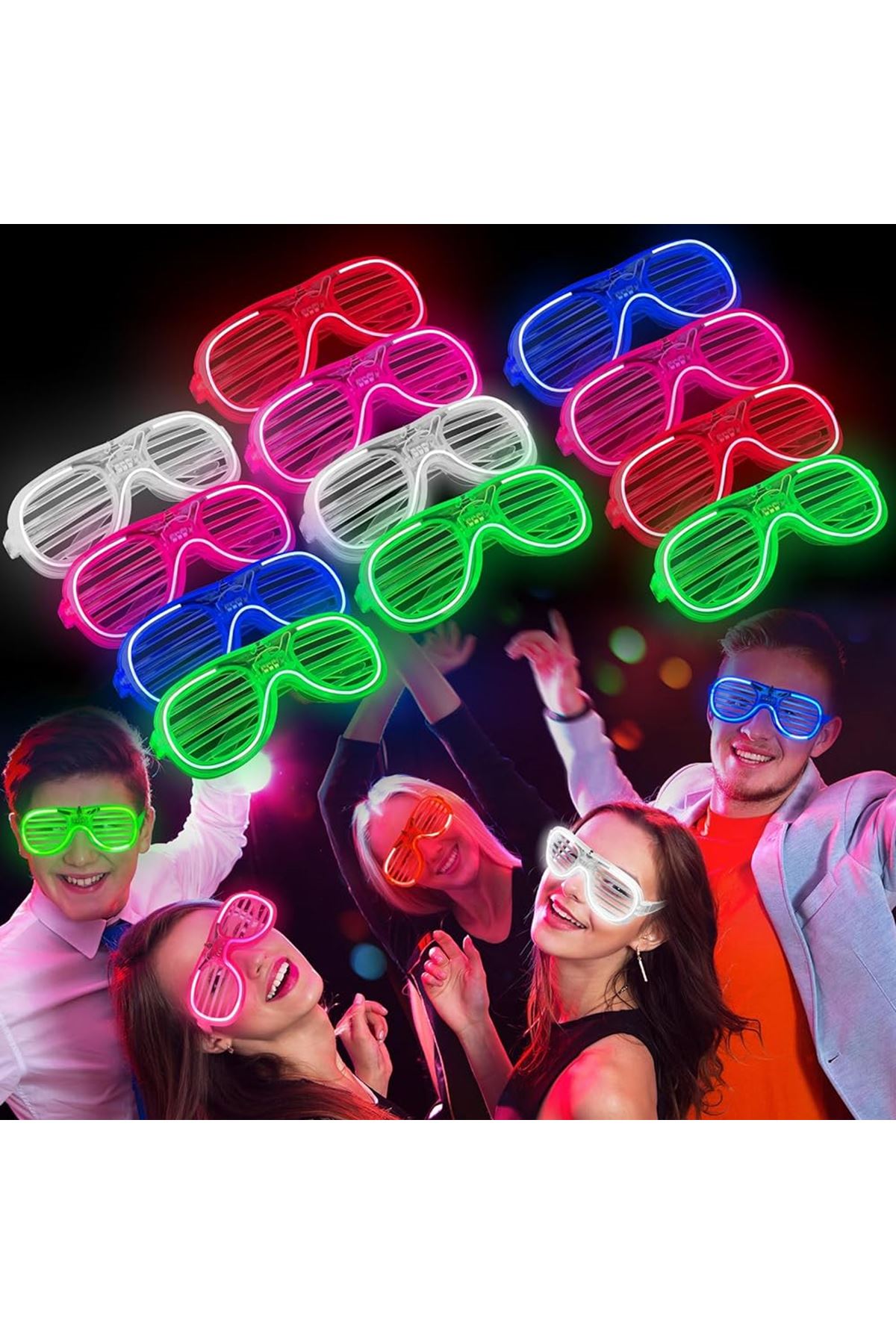 Glow Işıklı Panjur Parti Gözlüğü 12 Adet