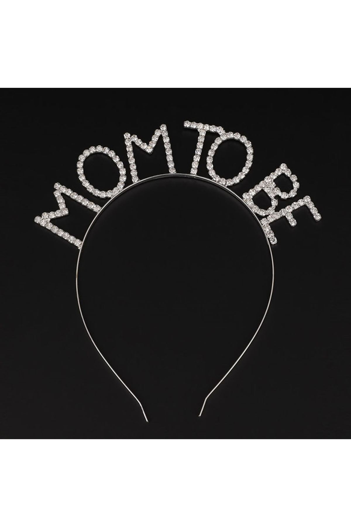 Kristal Taşlı Gümüş Renk Mom to Be Tacı Anne Tacı