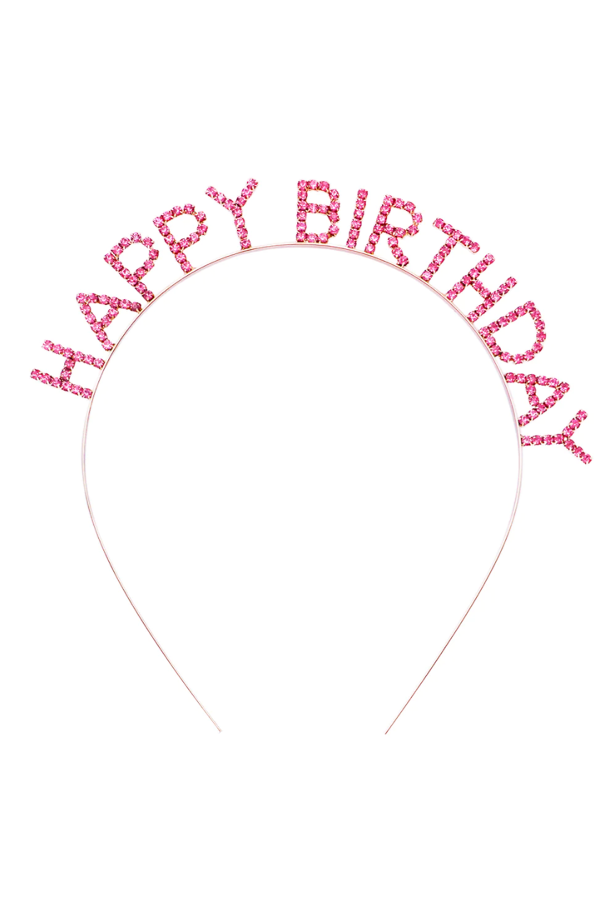 Pembe Kristal Taşlı Gold Happy Birthday Taçı