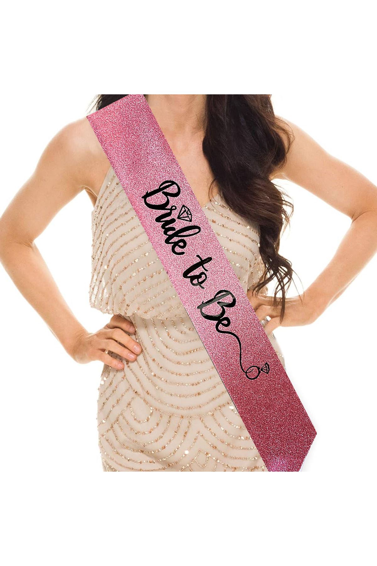 Pembe Siyah Alyanslı Bride To Be Kuşak Kemer