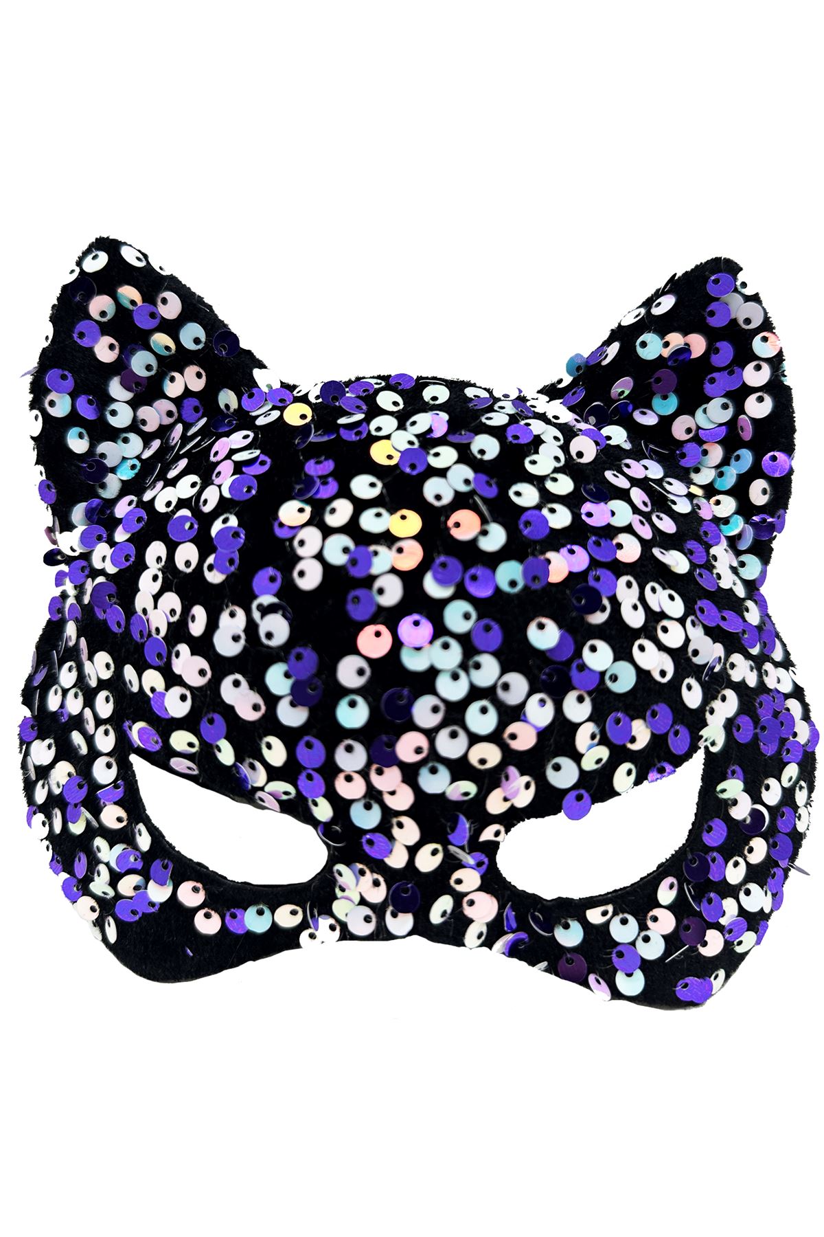 Siyah Kadife Mor Beyaz Pullu Parti Maskesi