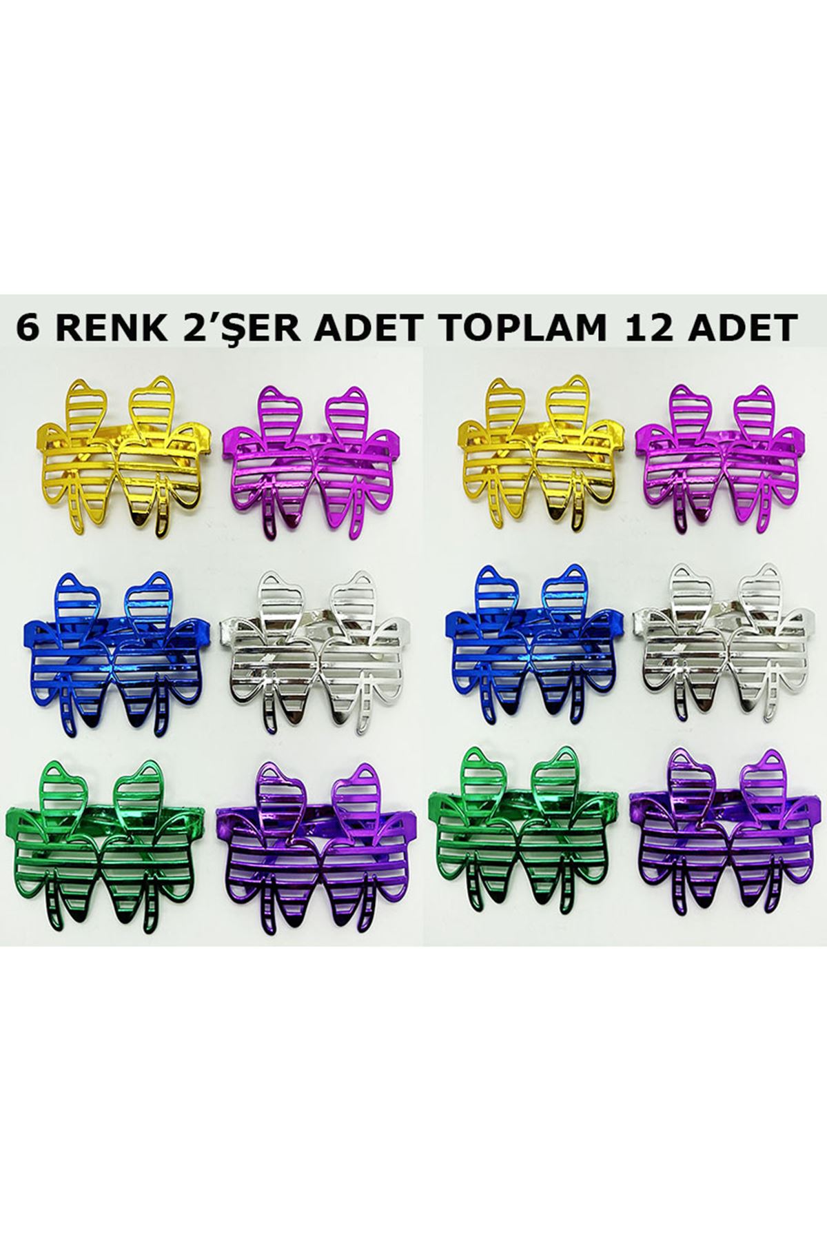 Vegas Casino Temalı Parti Gözlüğü 6 Renk 12 Adet