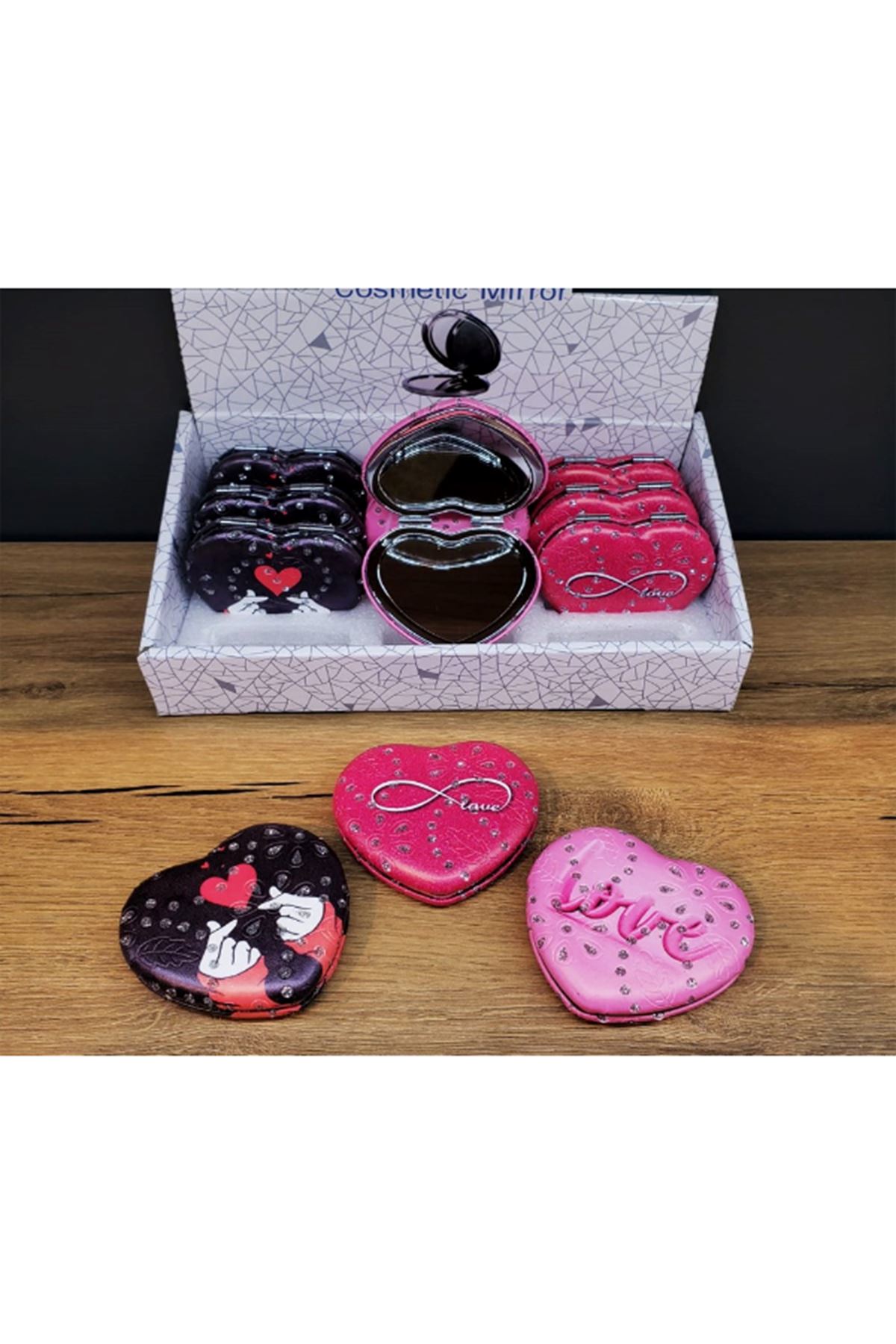 Kalpli Love Tasarımlı Cep Aynası