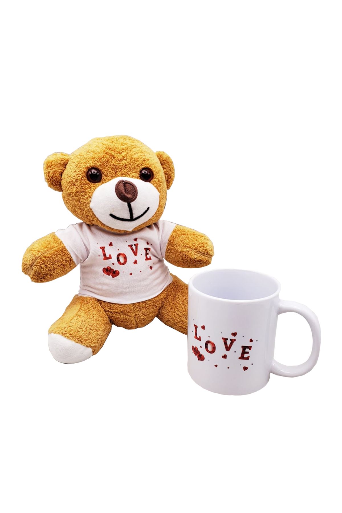Love Baskılı Kahverengi Ayıcık Ve Kupa Hediye Seti