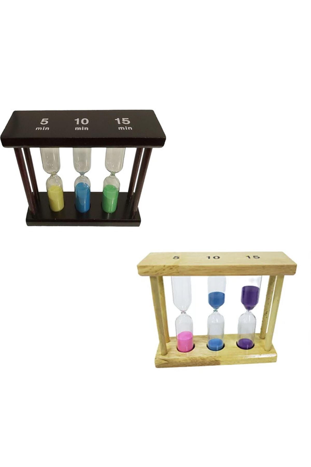 3'lü Ahşap Kum Saati 5-10-15 Dakikalık