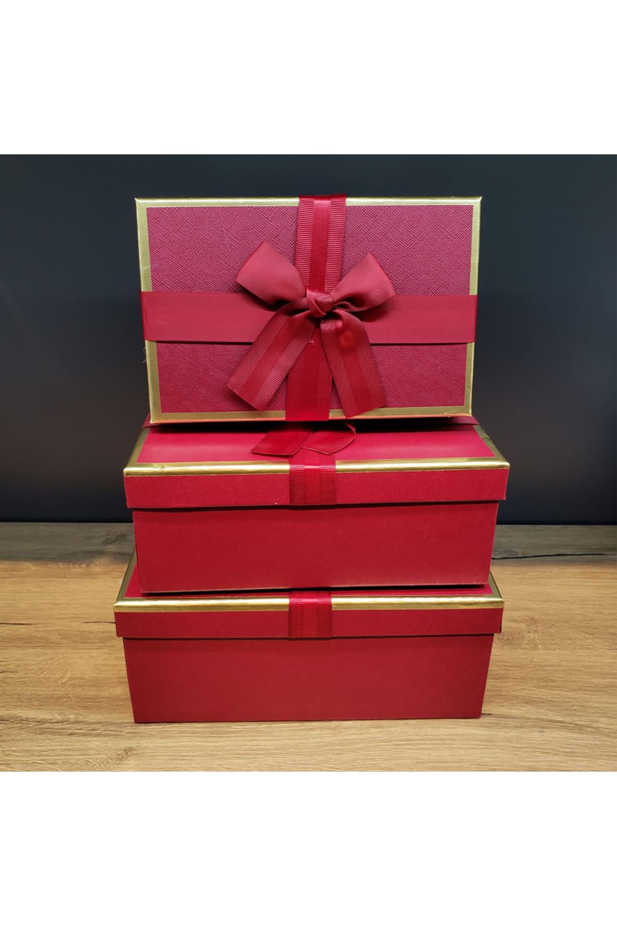 Tasarım 3'lü Kurdeleli Hediye Kutusu Seti