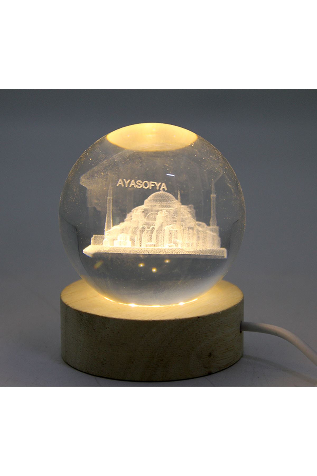 3D İstanbul Temalı Kristal Cam Küre Led Lamba Model 2