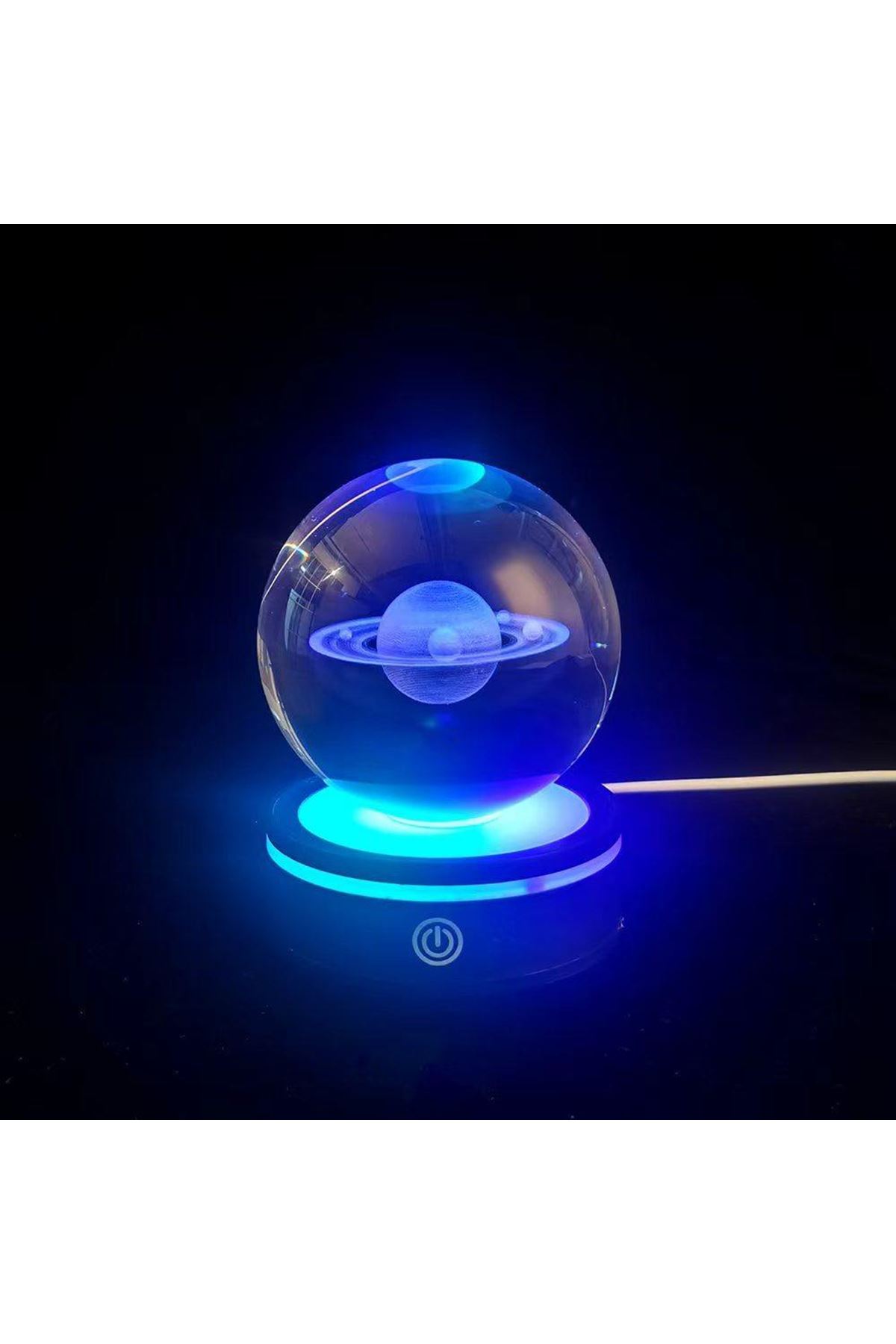 USB'li Satürn Tasarımlı Dönen Cam Küre