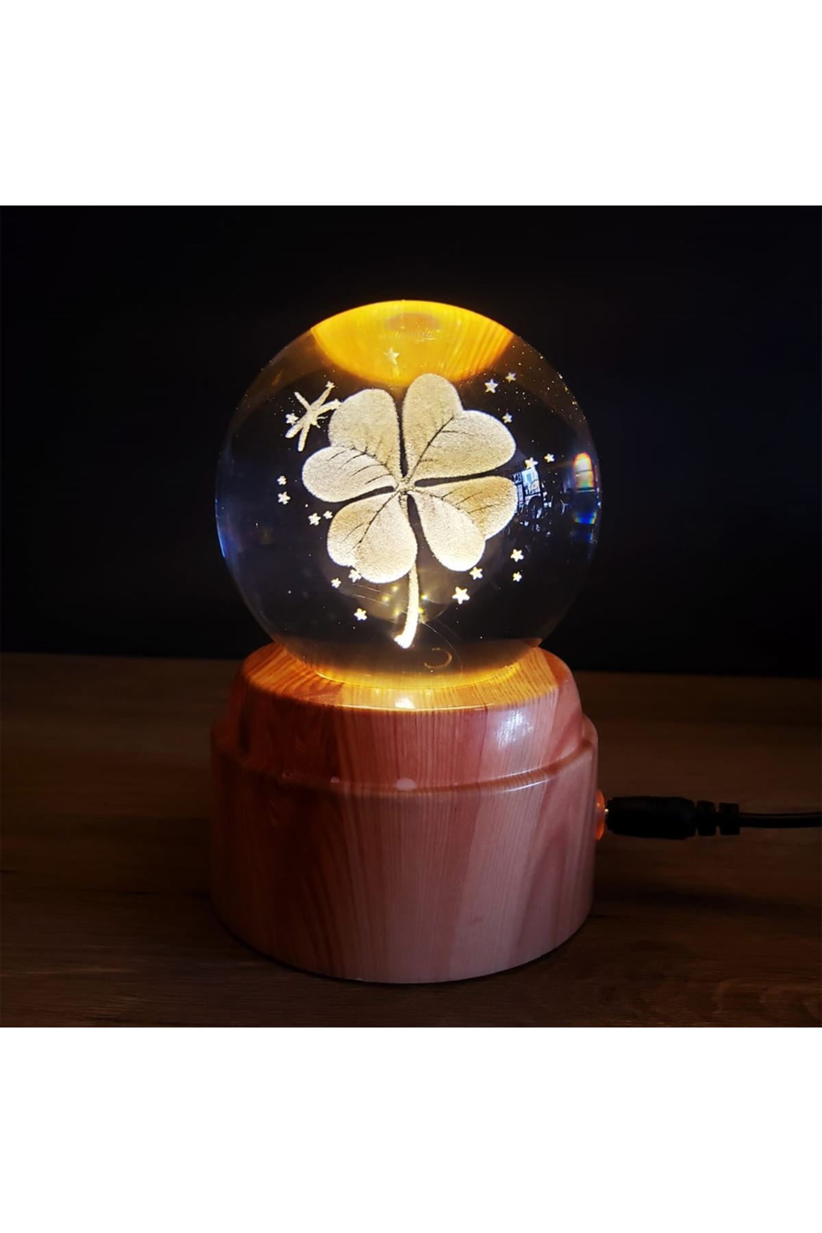 Yonca Tasarımlı USB Dönen Cam Küre