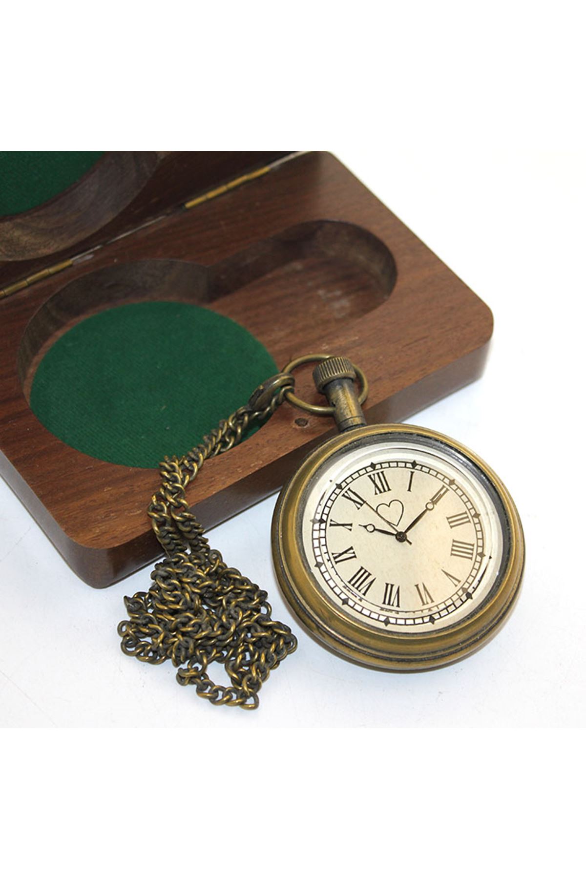 Ahşap Kutulu Pirinç Köstekli Saat Model 5