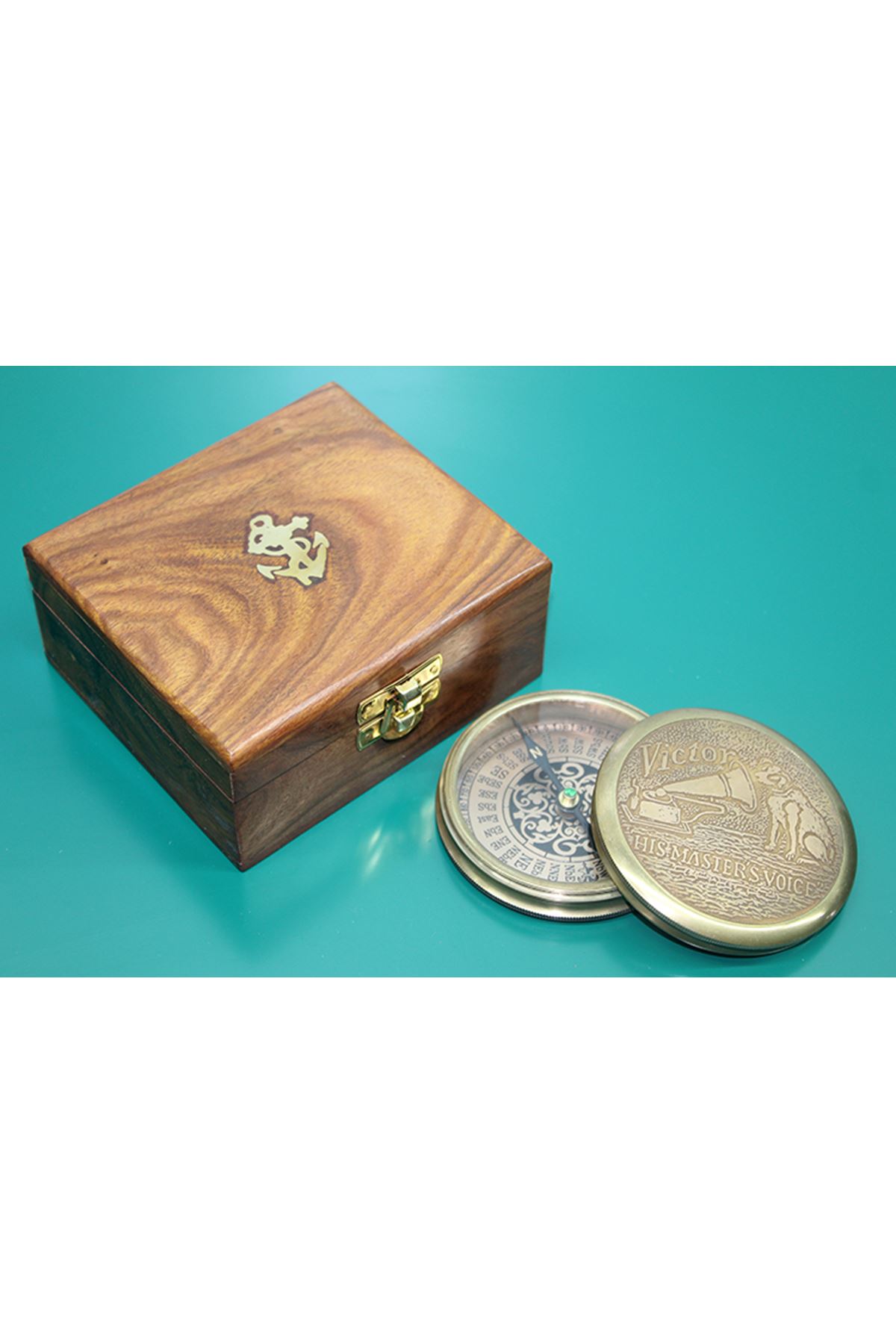 Ahşap Kutulu Pirinç Pusula