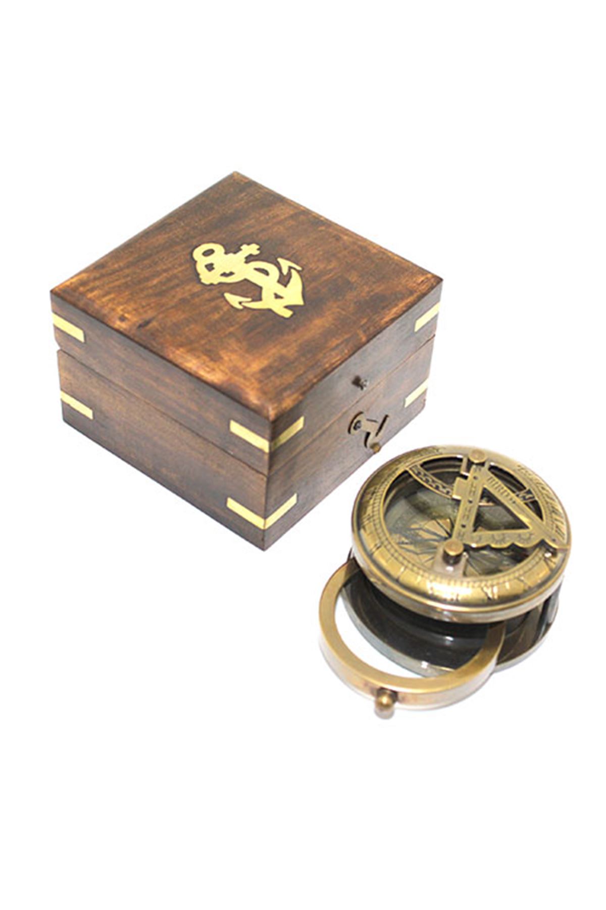 Ahşap Kutulu Pirinç Pusula Model 4