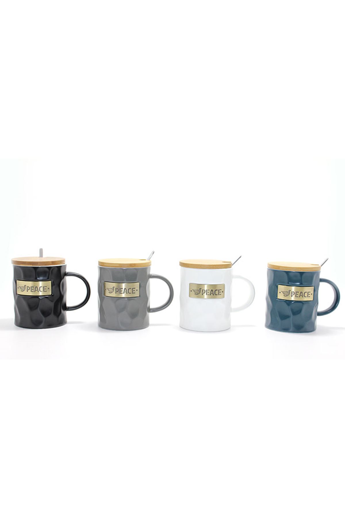 Bambu Kapaklı Porselen Kupa Bardak