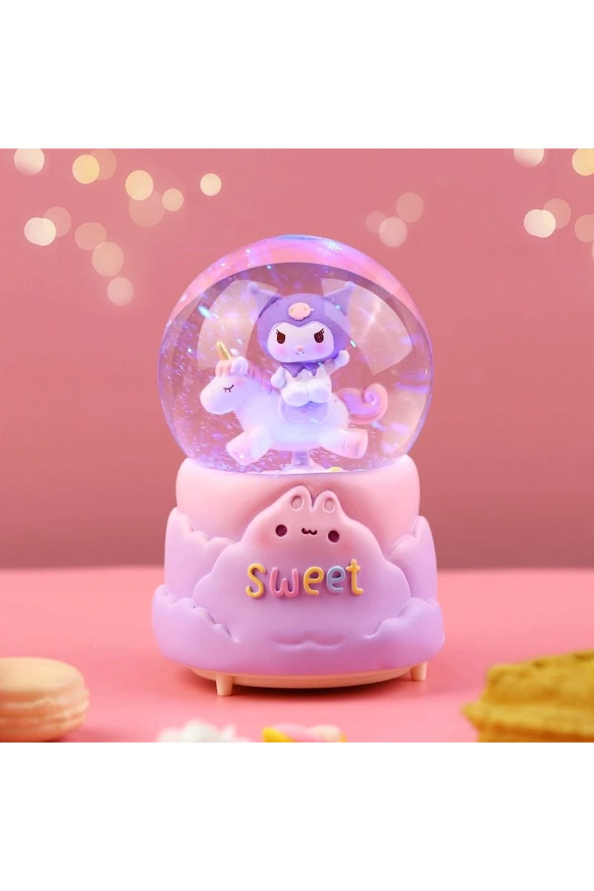 Kuromi Işıklı Müzikli Kar Küresi Orta Boy Model 1
