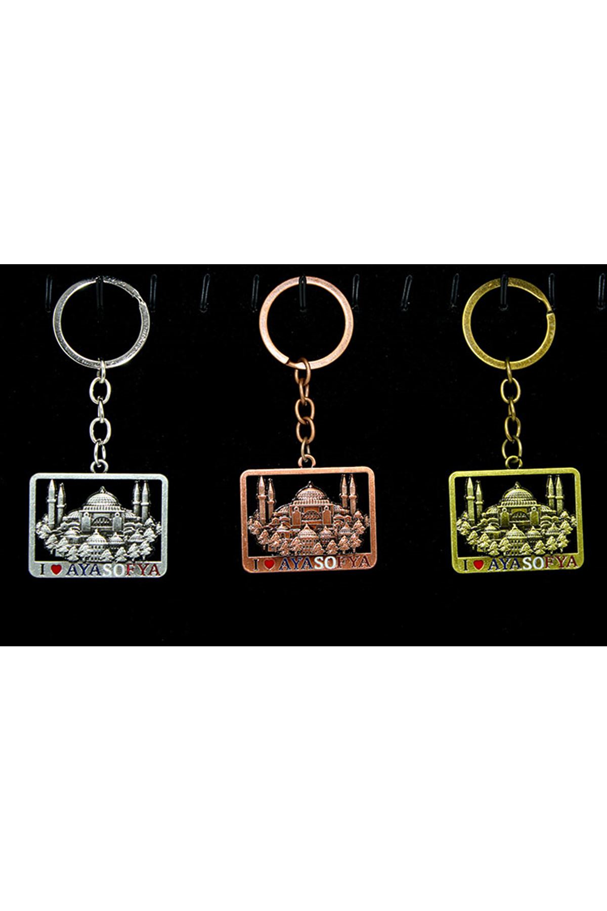 Metal Ayasofya Anahtarlık Kare Tasarım