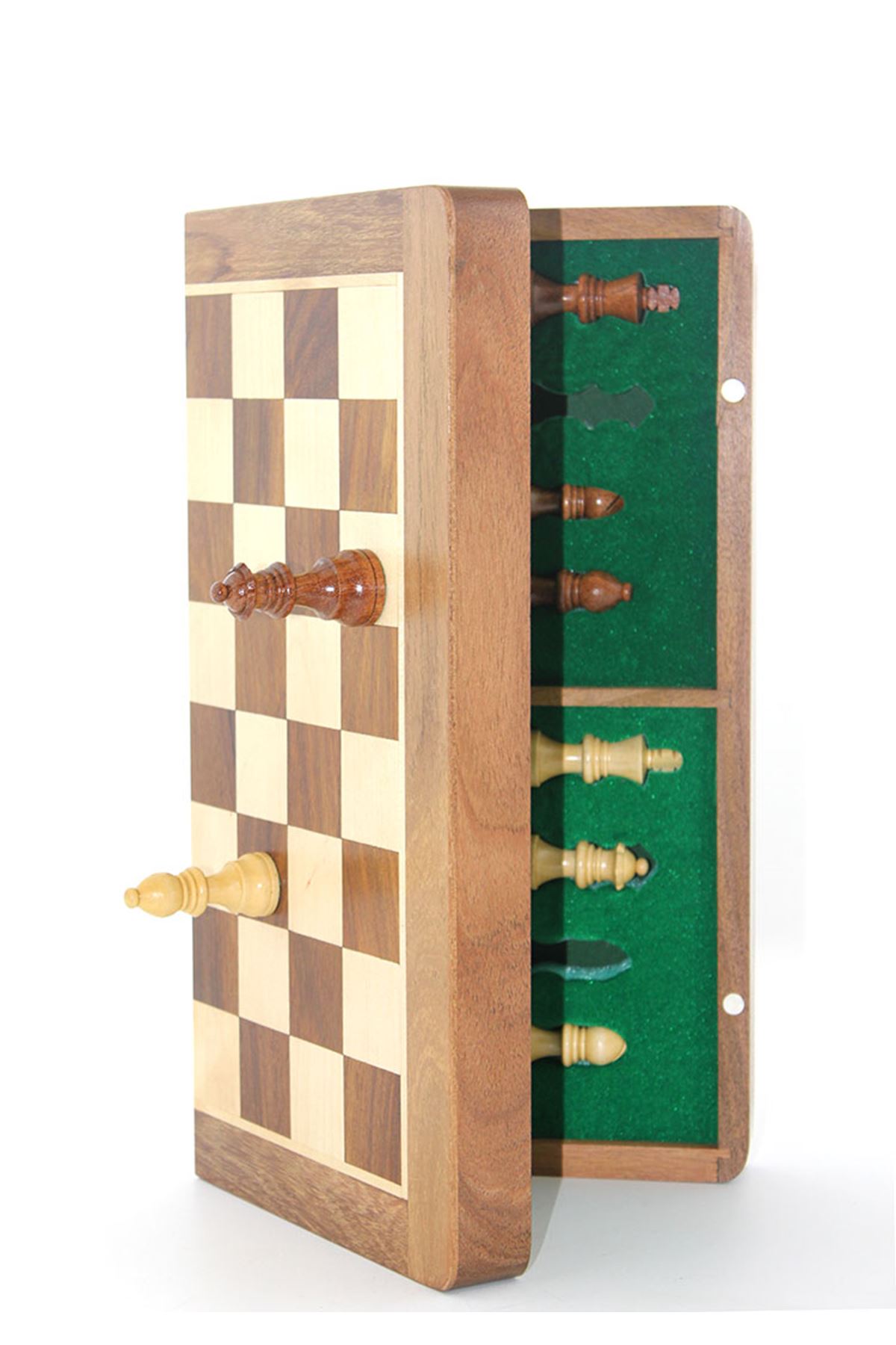 Mıknatıs Taşlı Ahşap Katlanabilir Kutulu Satranç Oyunu 35 Cm