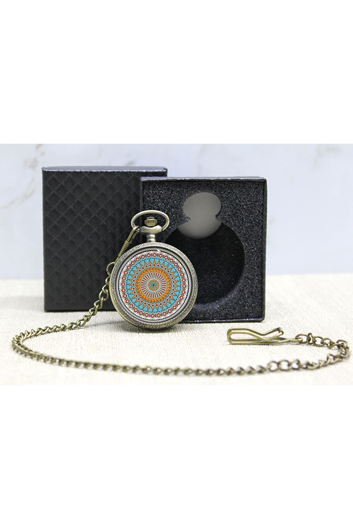 Özel Kutulu Mandala Deseni Köstekli Saat