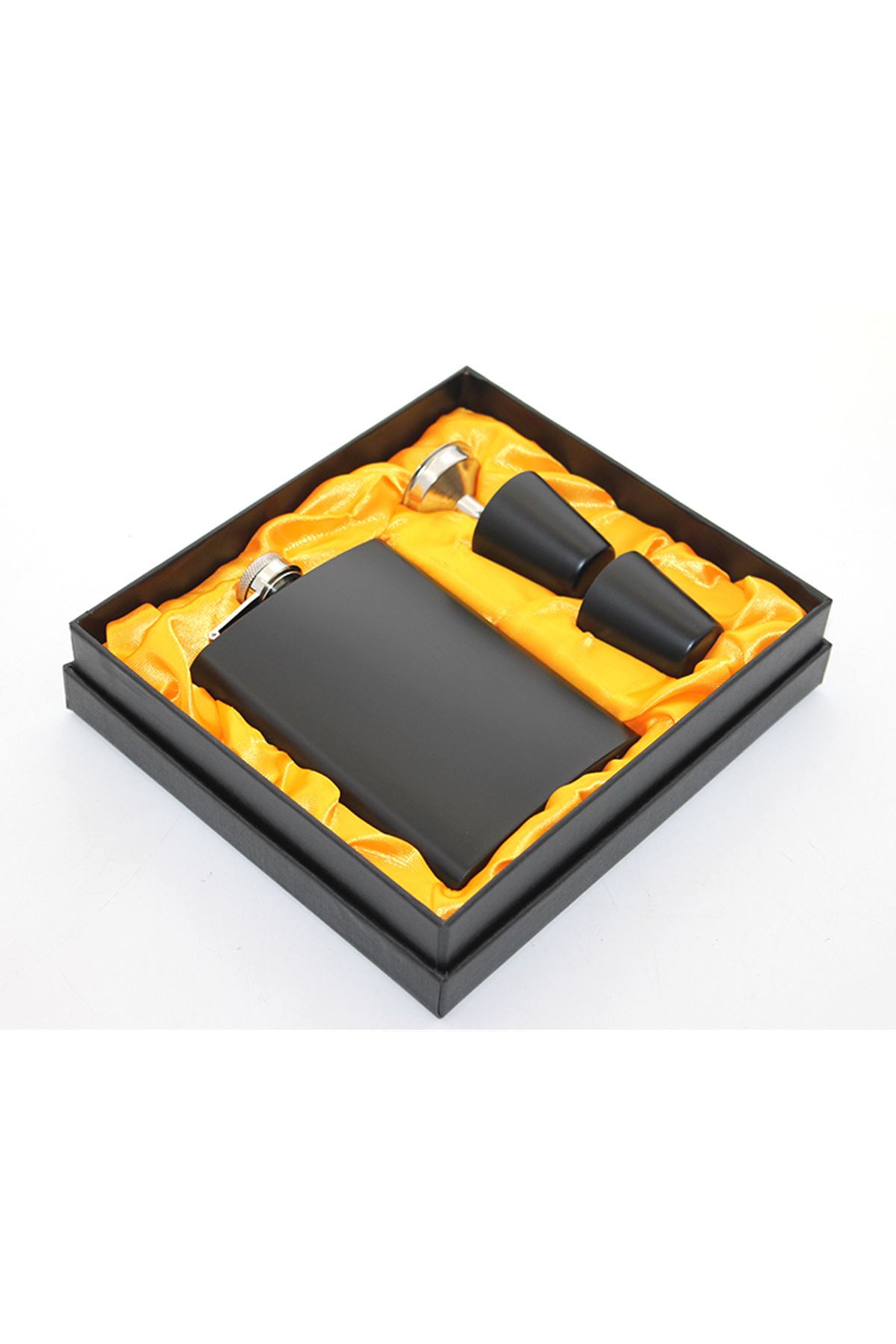 Paslanmaz Çelik 2 Shot Bardaklı Matara Seti Siyah Renk