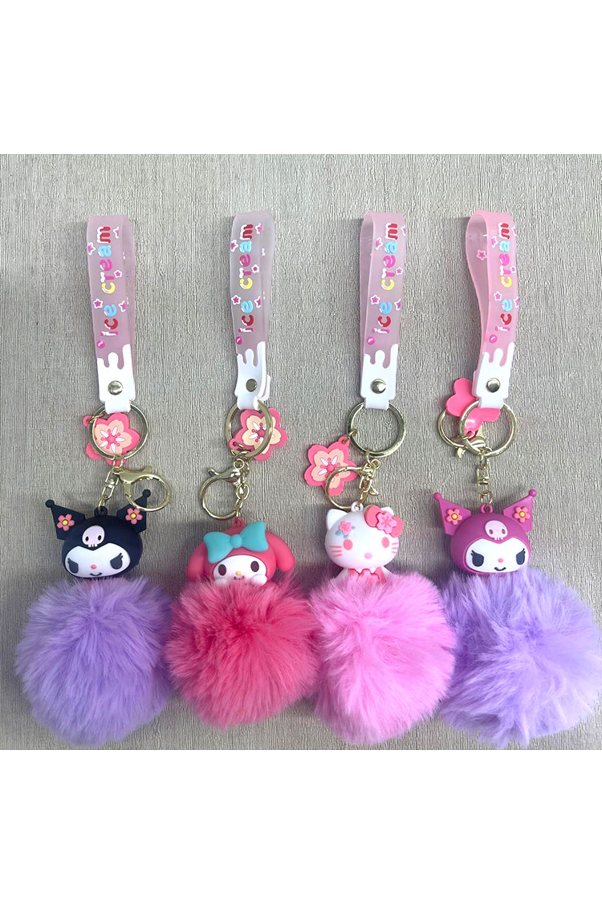 Ponponlu Kuromi Ve Hello Kitty Karışık Anahtarlık