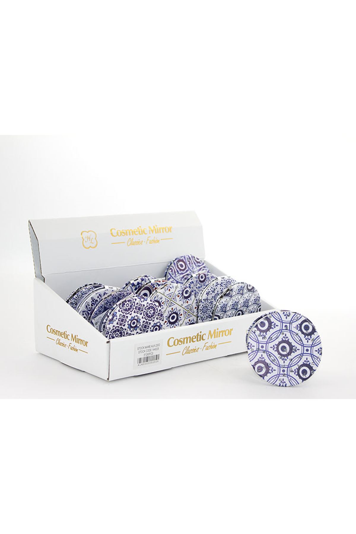 Taşlı Nazar Boncuklu Yuvarlak El Aynası İnce