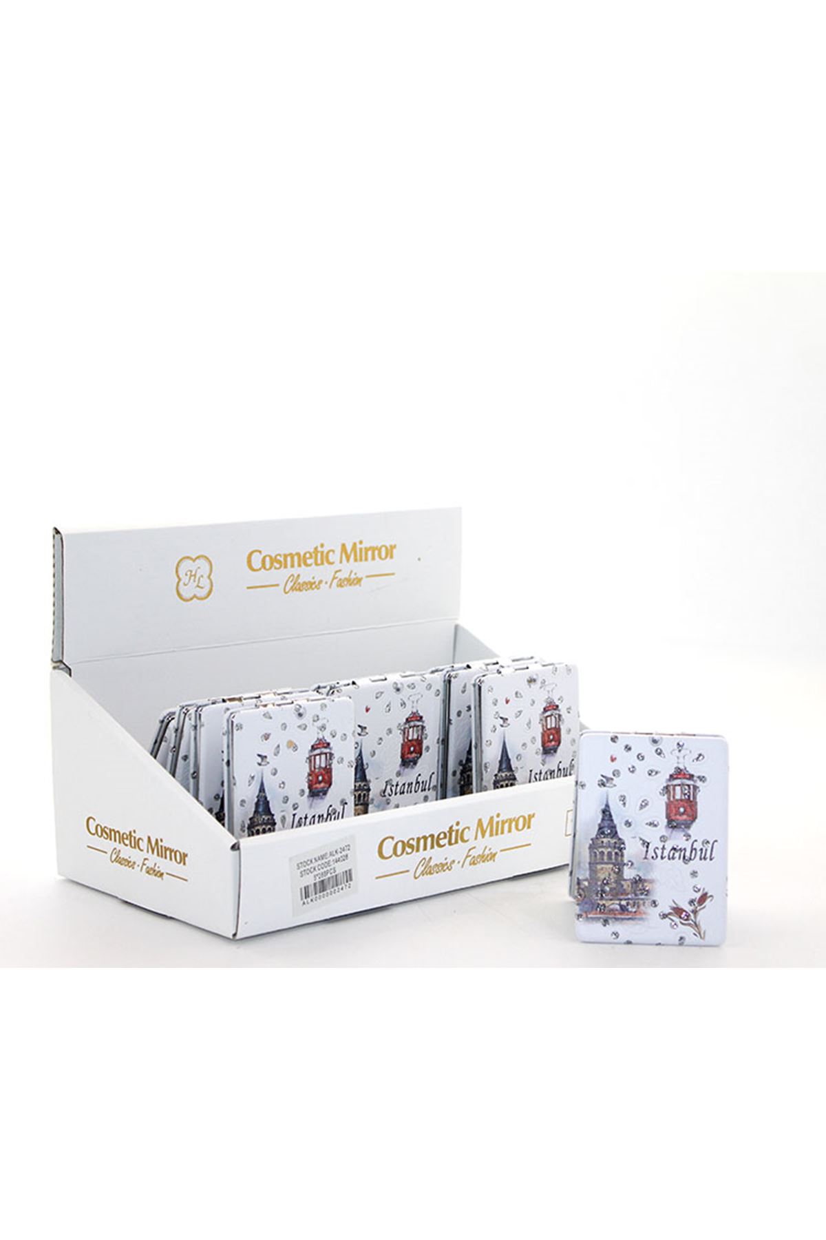 Taşlı İstanbul Tasarımı El Aynası İnce Model 27