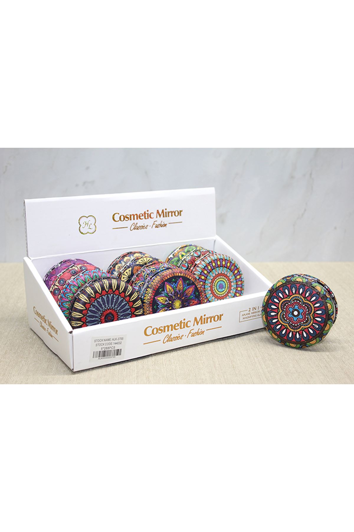 Taşlı Yuvarlak El Aynası Kalın Model 3