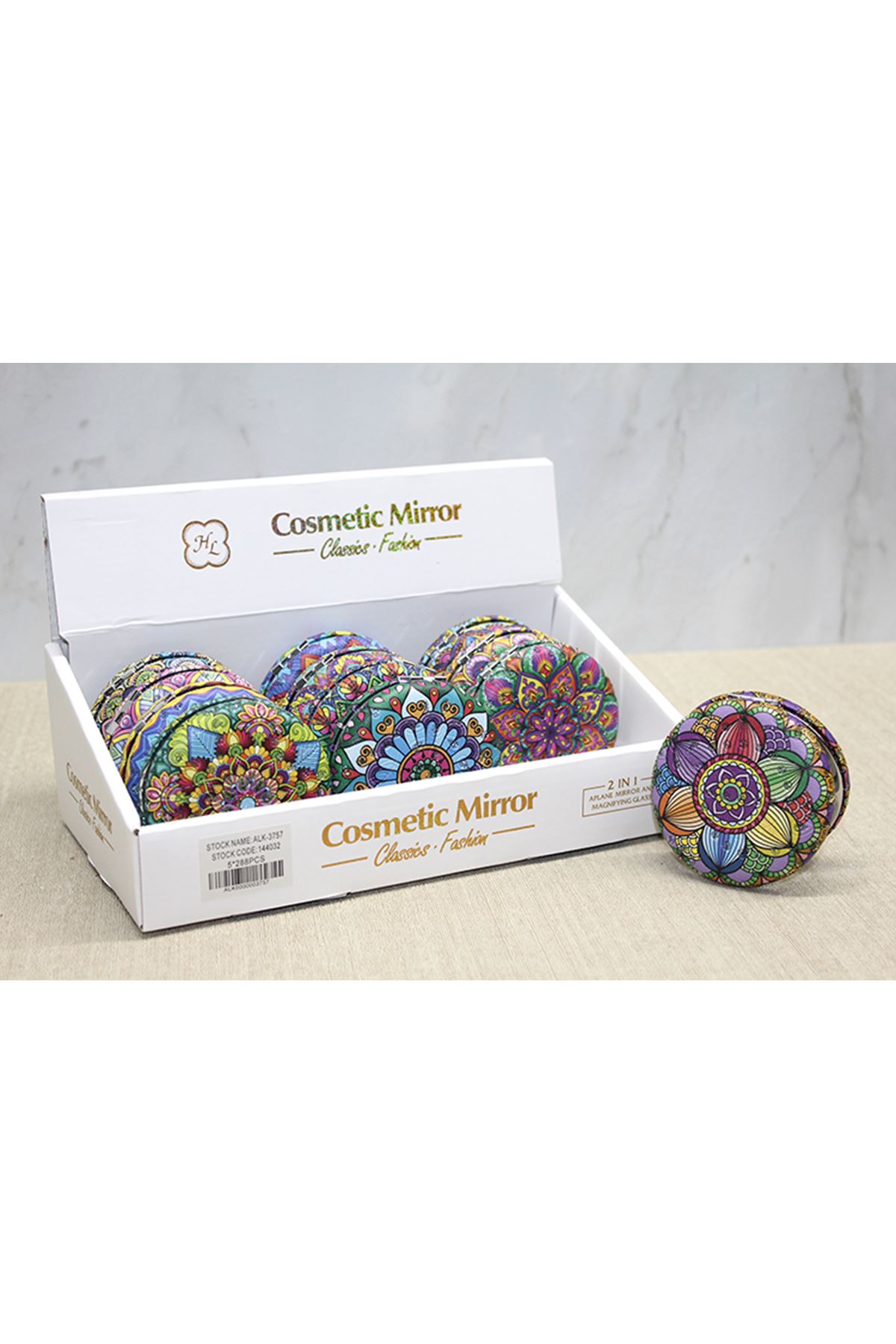 Taşlı Yuvarlak El Aynası Kalın Model 4