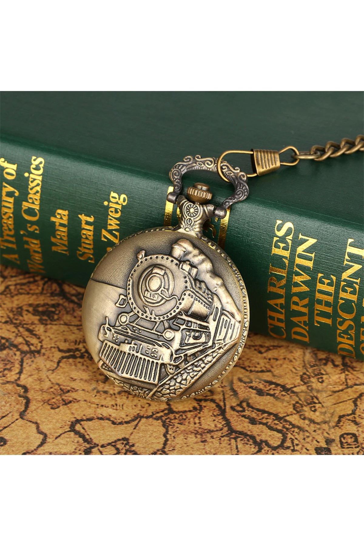 Tren Temalı Köstekli Saat