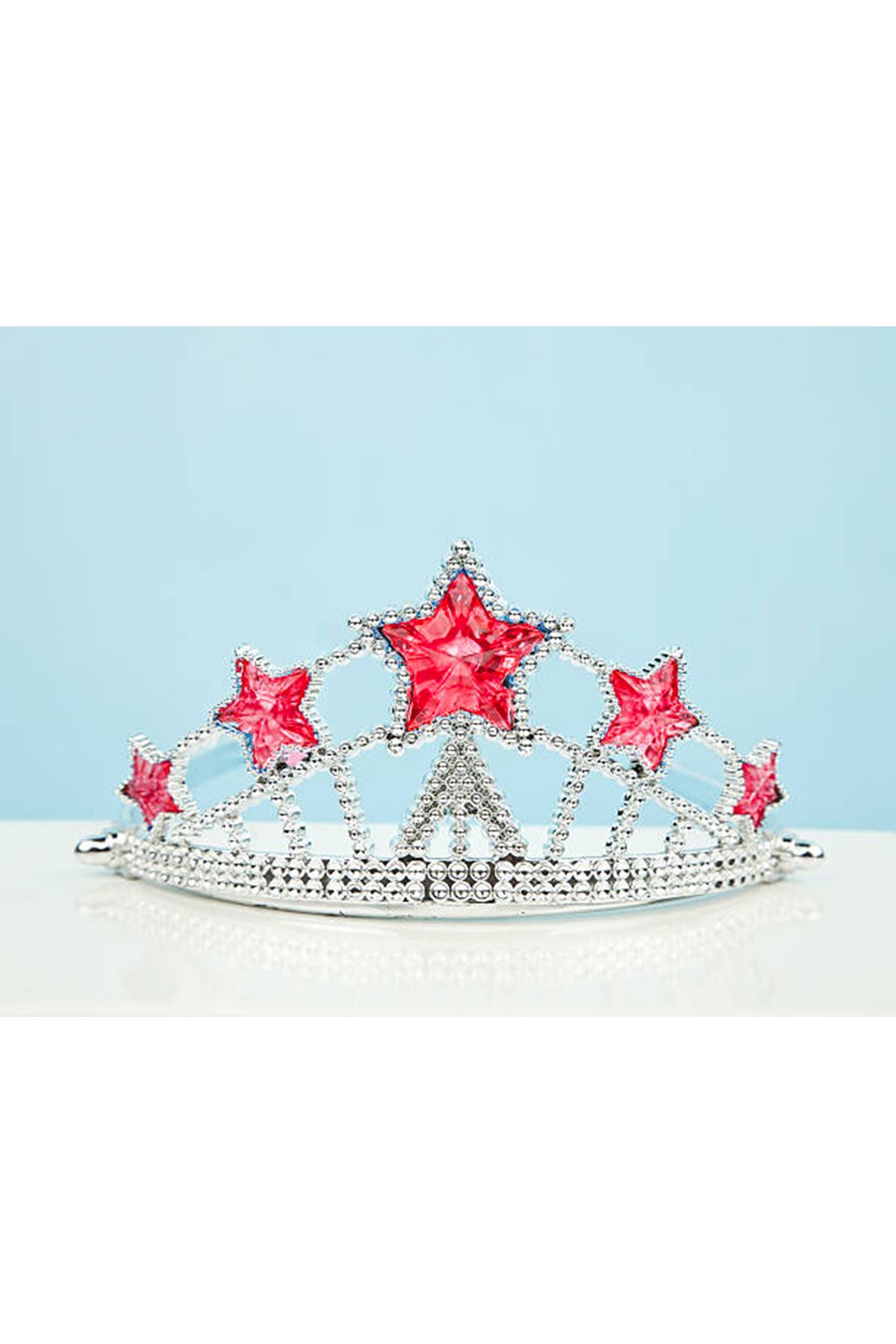 Kırmızı Yıldız Taşlı Plastik Elsa Tacı Çocuk Boy