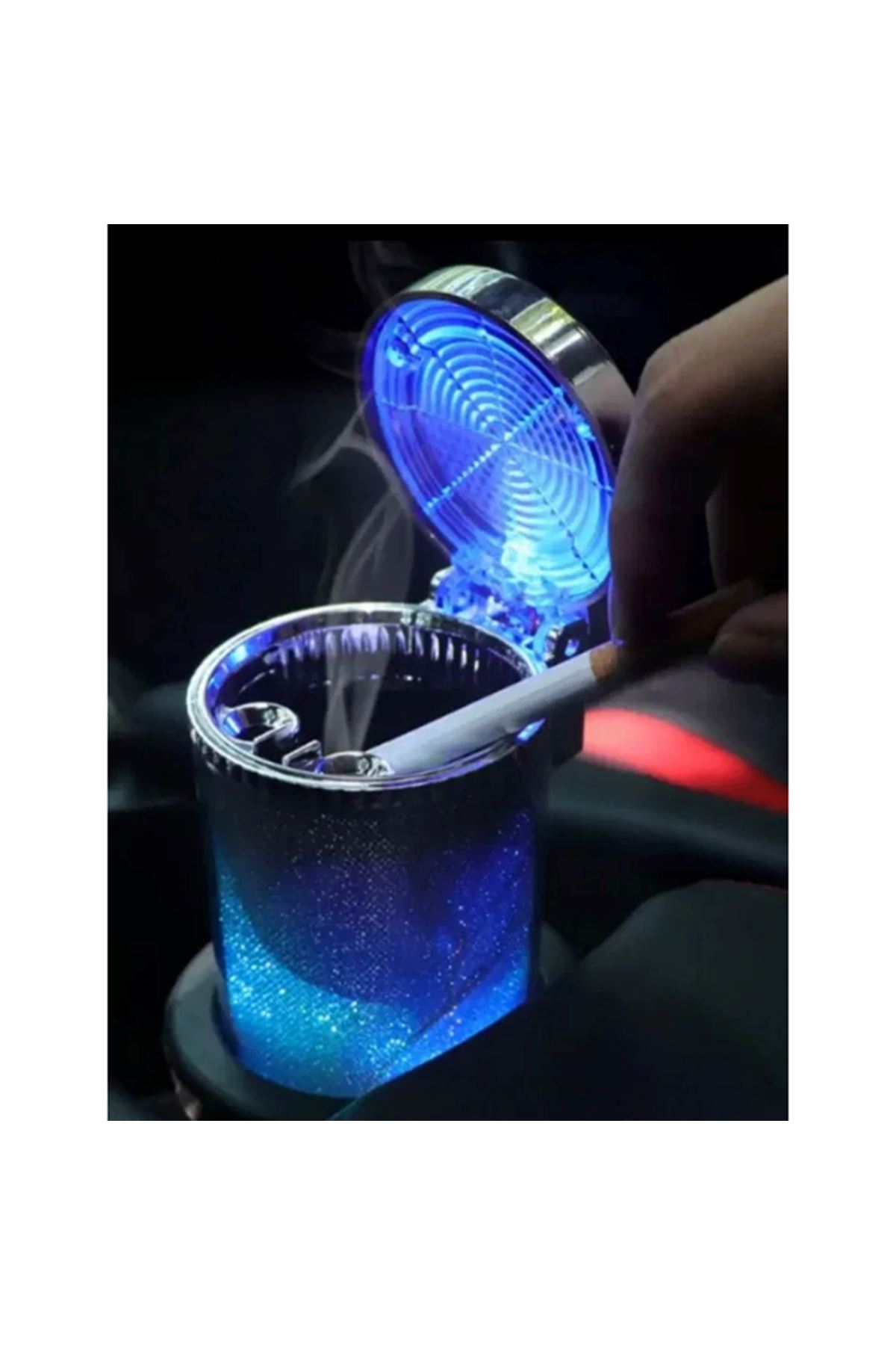 Araç İçi Oto Kokusuz Küllük RGB Işıklı Kapaklı