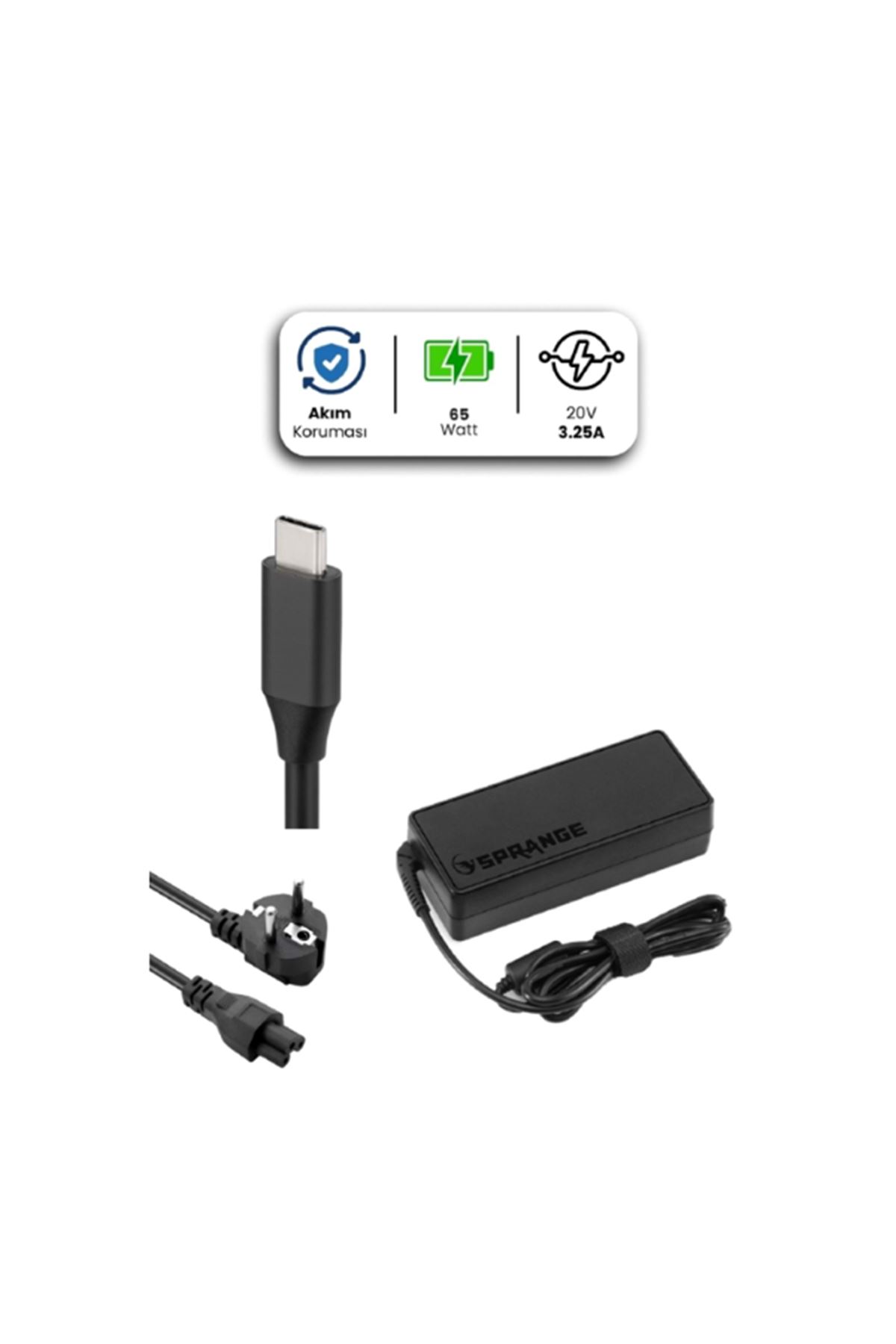 20V 3.25A TYPE-C 65W LENOVO İçin Laptop Adaptör