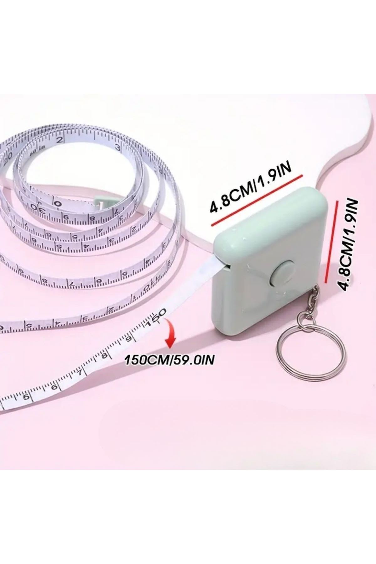 Tbl Dekor® Sevimli Yumuşak Stickerli 150 cm Uzunluğunda Pratik Taşınabilir Çanta Boy Anahtarlıklı Mezura