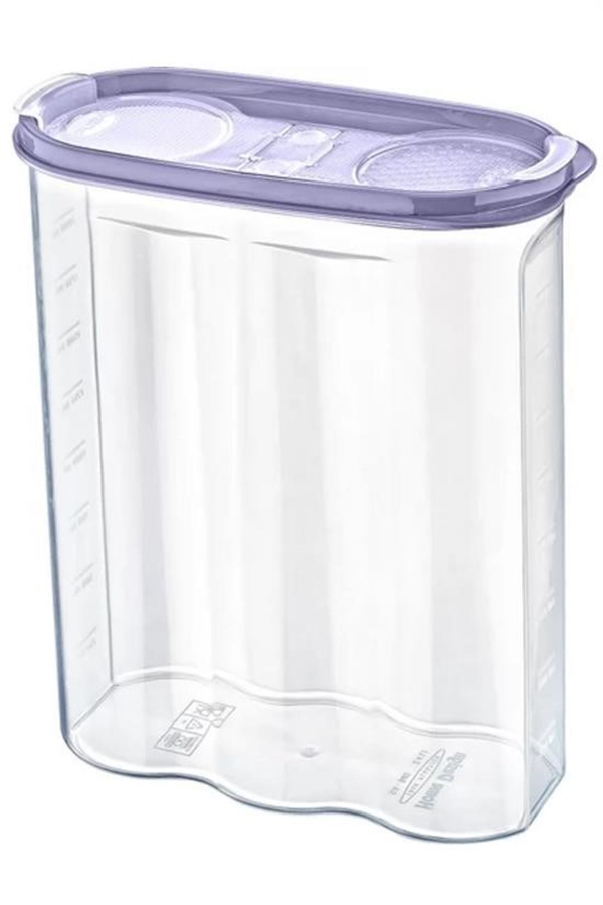 Tbl Dekor® 2 Kapaklı Ölçekli Erzak Kuru Gıda Saklama Kutusu Kabı 2,4 Litre-SA940