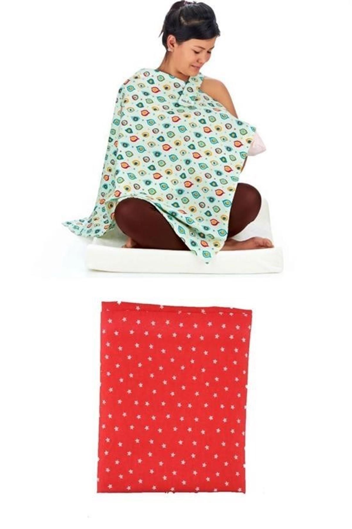 Tbl Dekor® Kullanışlı Kemerli Yıldız Desenli Bebek Emzirme Önlüğü Örtüsü