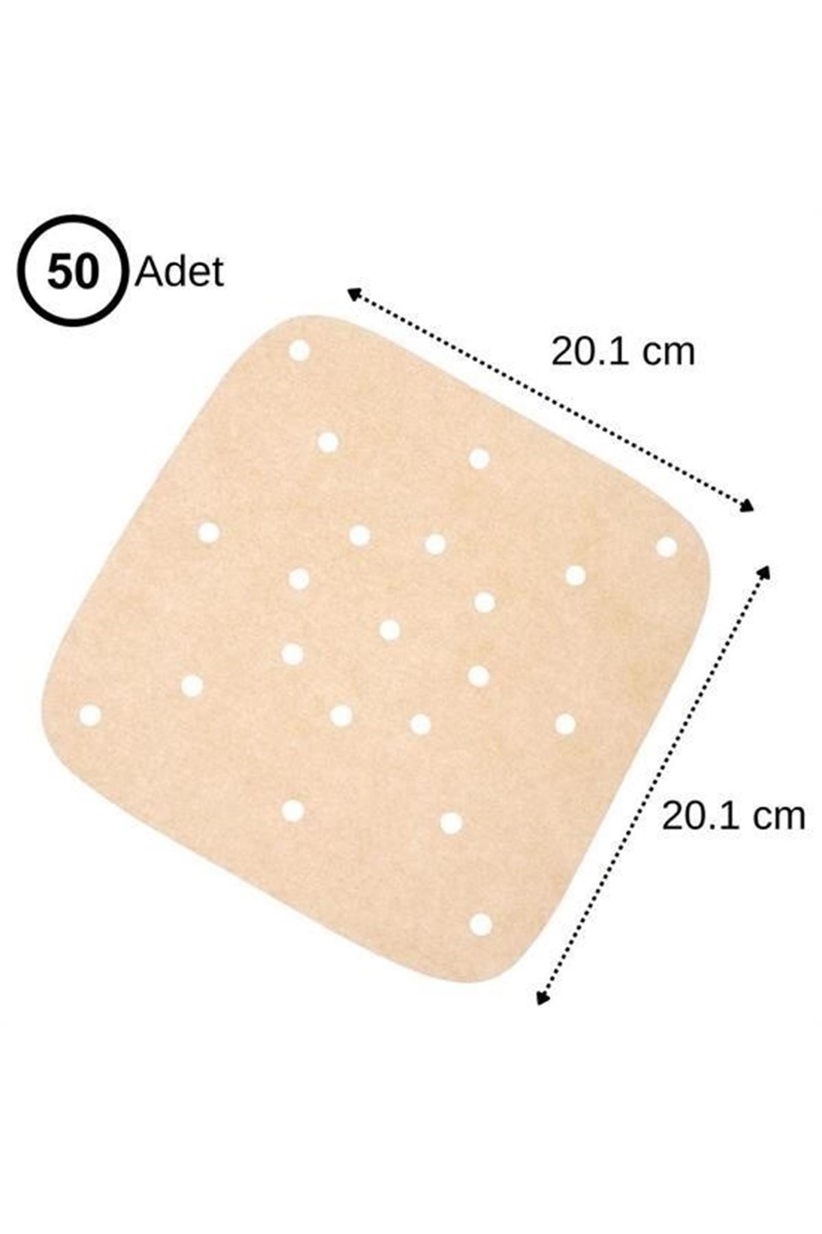 50 Adet Air Fryer Pişirme Kağıdı Tek Kullanımlık Hava Fritöz Yapışmaz Yağlı Kağıt Delikli Model