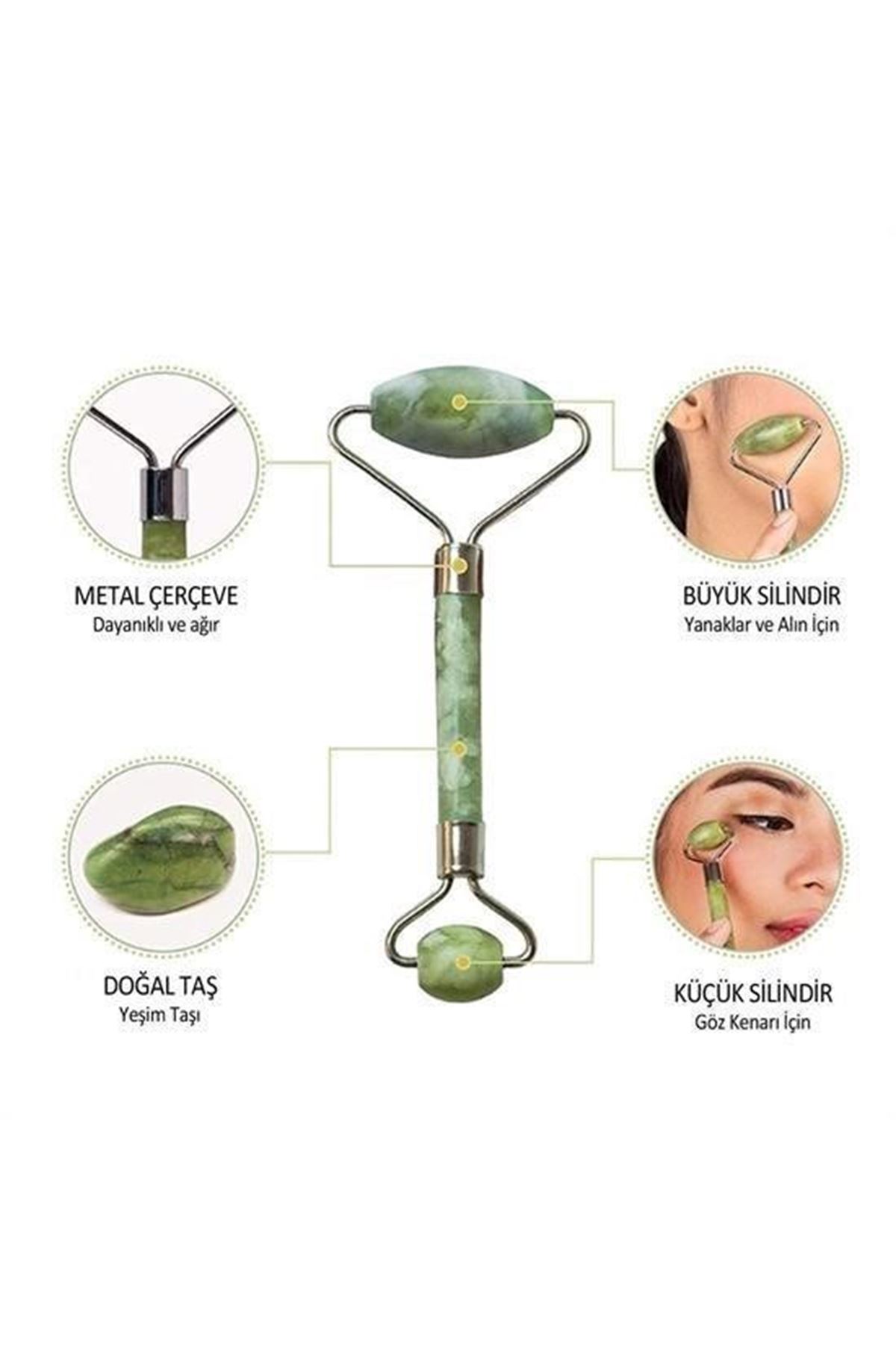 Tbl Dekor® Yeşim Taşı Çift Taraflı Cilt Masaj Aleti