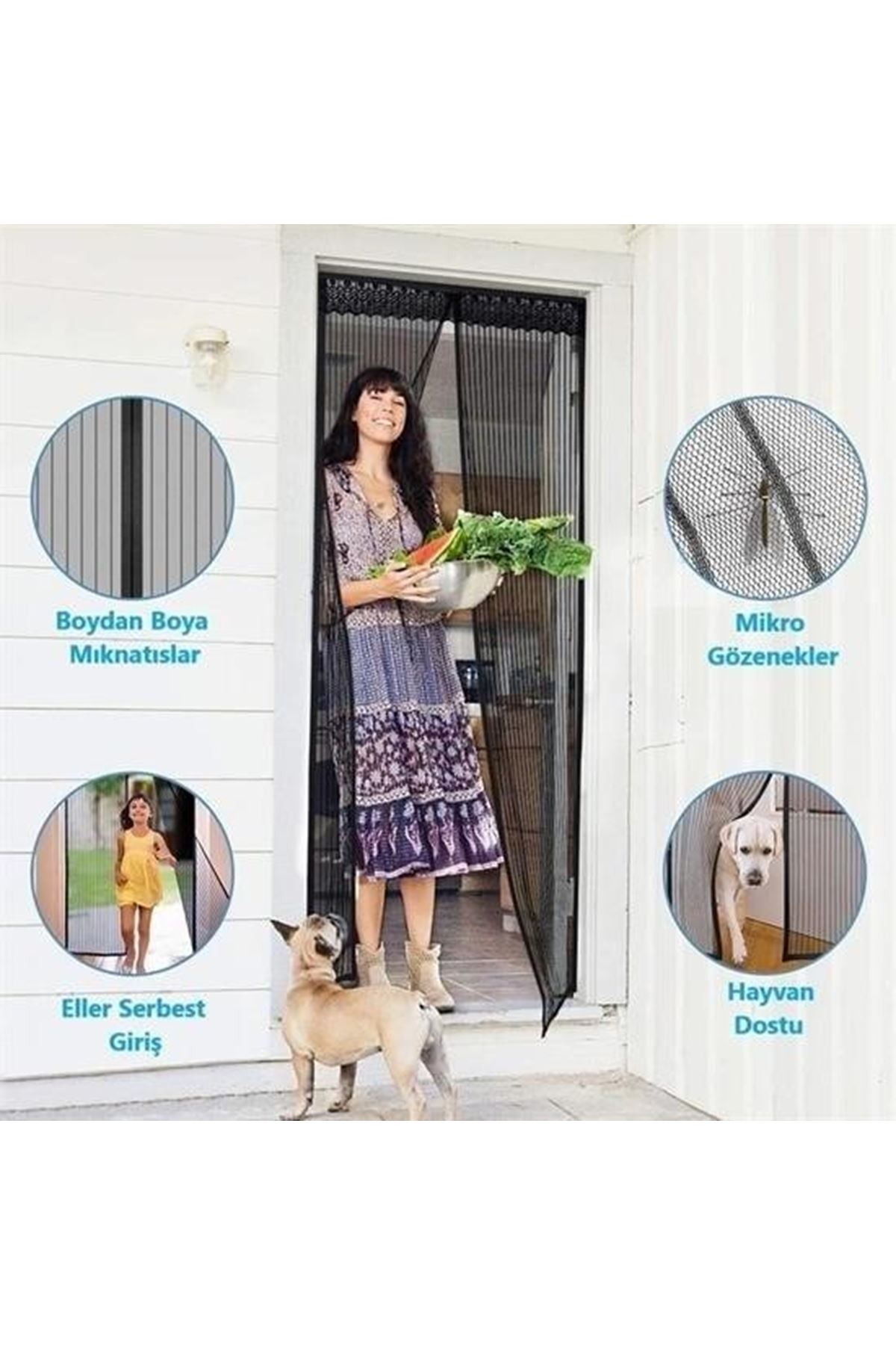 Tbl Dekor® Pratik Manyetik Mıknatıslı Beyaz Kapı Pencere Sinekliği Tülü 90 x 210 cm