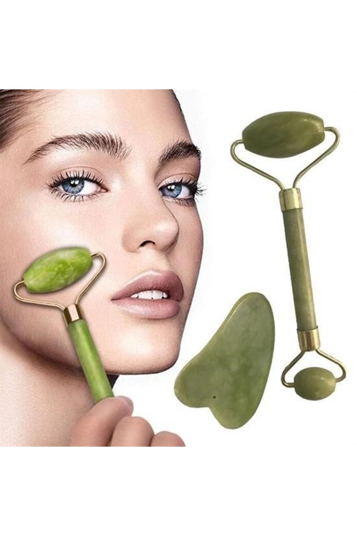 Tbl Dekor® Yeşim Taşı Çift Taraflı Cilt Masaj Aleti