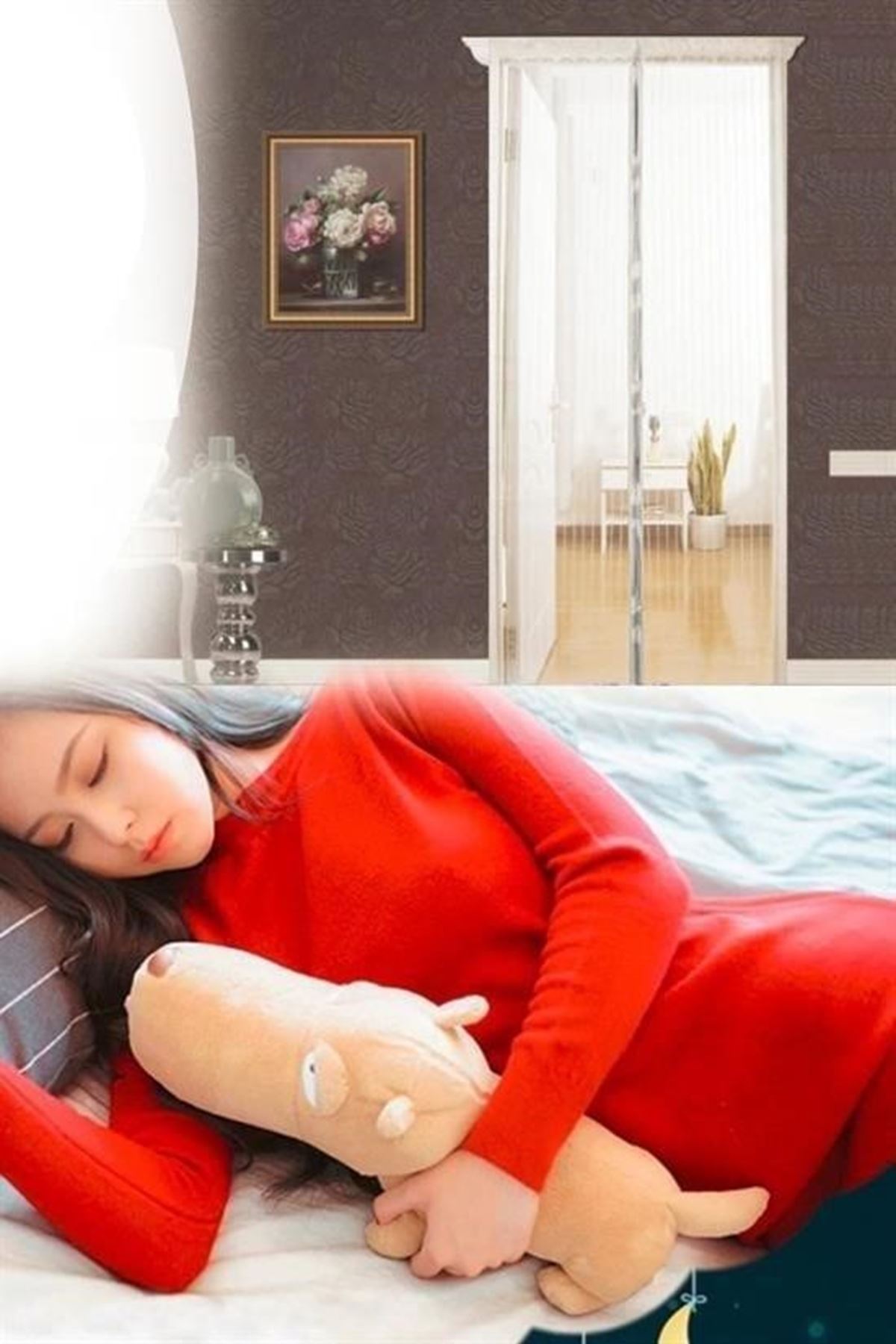 Tbl Dekor® Pratik Manyetik Mıknatıslı Beyaz Kapı Pencere Sinekliği Tülü 90 x 210 cm