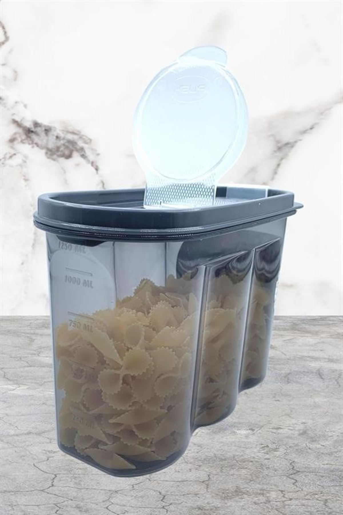 Tbl Dekor® 2 Kapaklı Ölçekli Erzak Saklama Kabı - 1,2 Litre - SA930