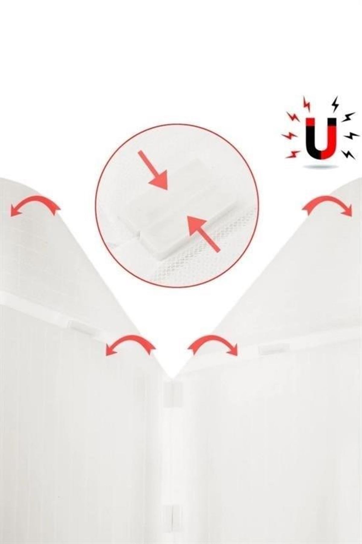 Tbl Dekor® Pratik Manyetik Mıknatıslı Beyaz Kapı Pencere Sinekliği Tülü 90 x 210 cm