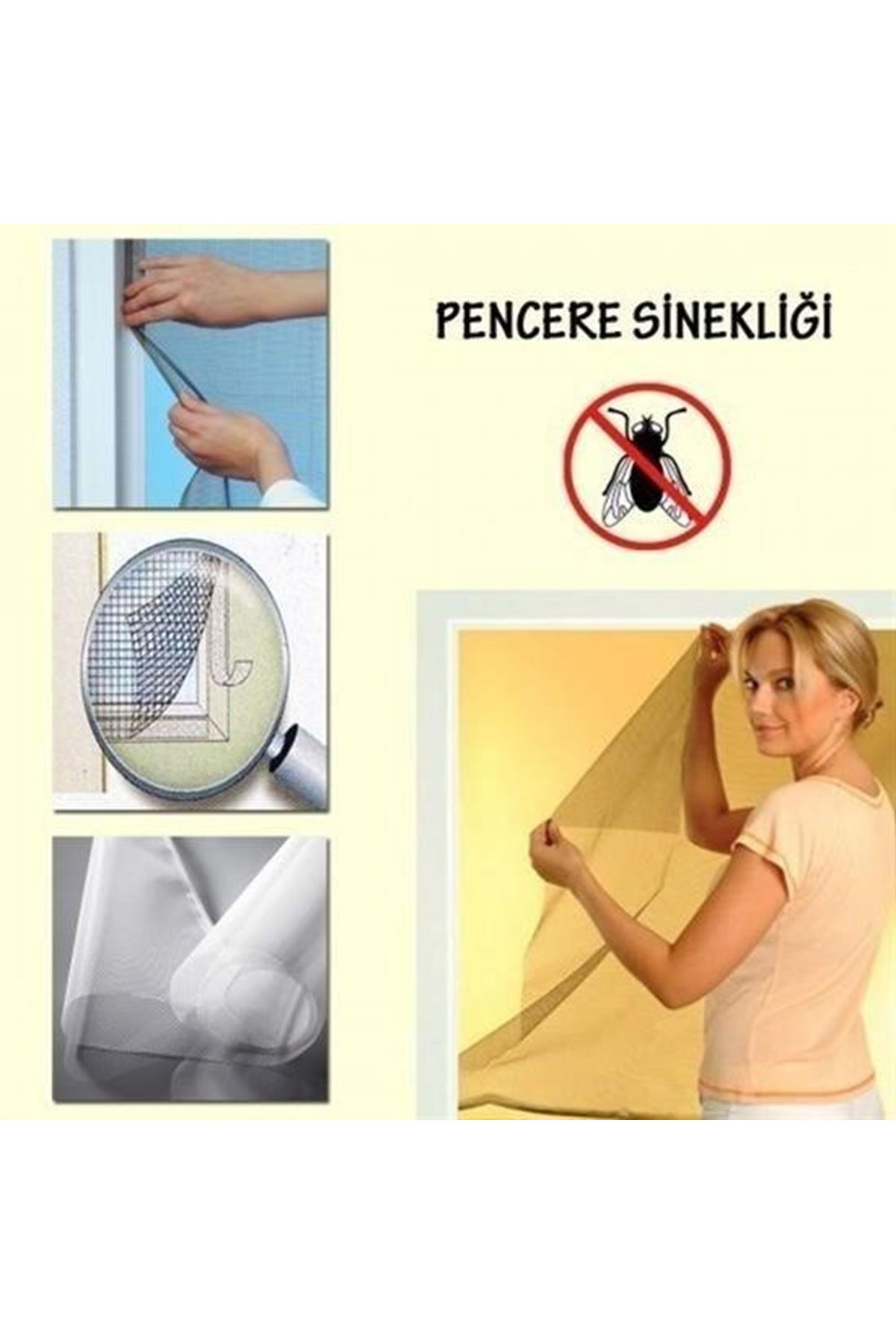 Tbl Dekor® Tüm Cam Pencere Kapılara Uyumlu Tek Kanat Pencere Sinekliği