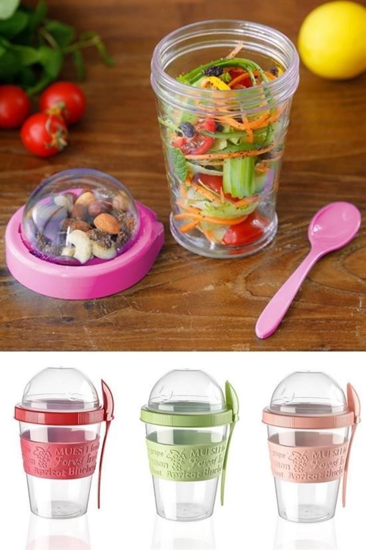 Tbl Dekor® Taken Go Kapaklı Kaşıklı Pratik Taşınabilir Meyveli Yoğurt Kabı