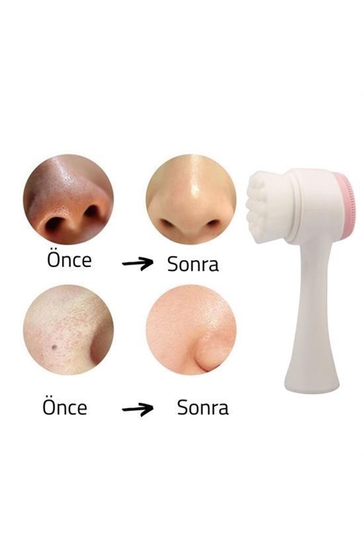 Tbl Dekor® 2li Set Çift Taraflı Cilt Temizleme Fırçası ve Yeşim Taşı Çift Taraflı Cilt Masaj Aleti