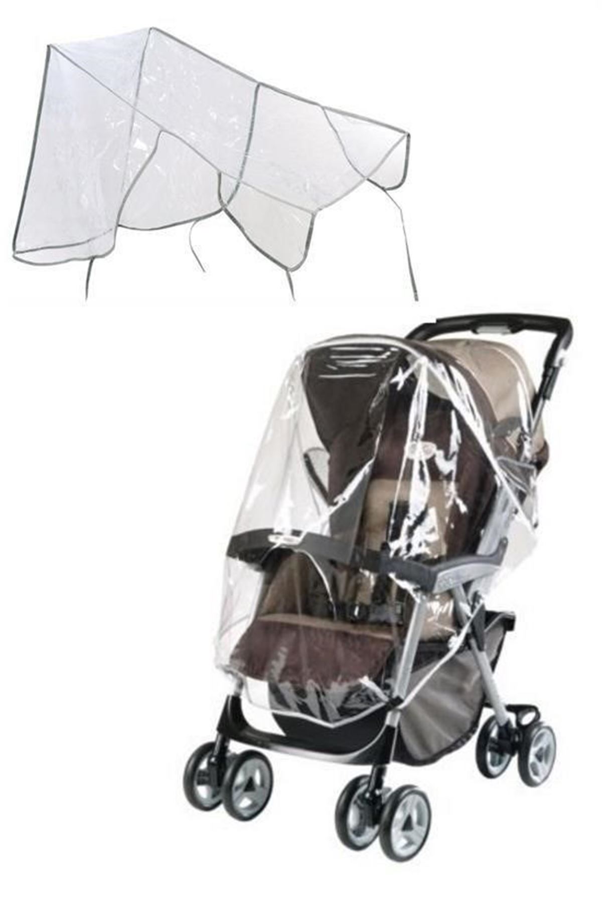 Tbl Dekor® Bebek Arabası Puset Şeffaf Yağmurluk Rüzgar Engelleyici Muşamba