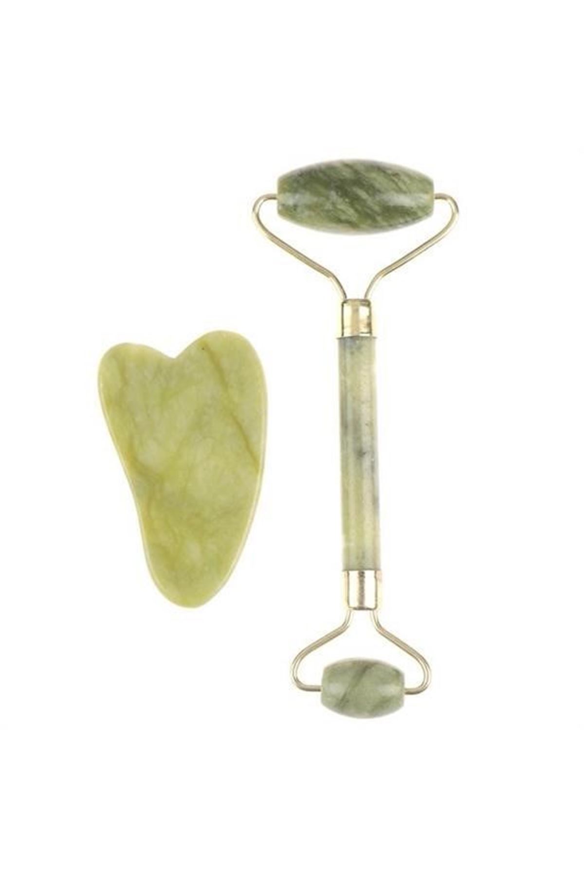Tbl Dekor® Çift Taraflı 2li Cilt Yüz Masaj Aleti Jade Roller Yeşim  Taşı Seti
