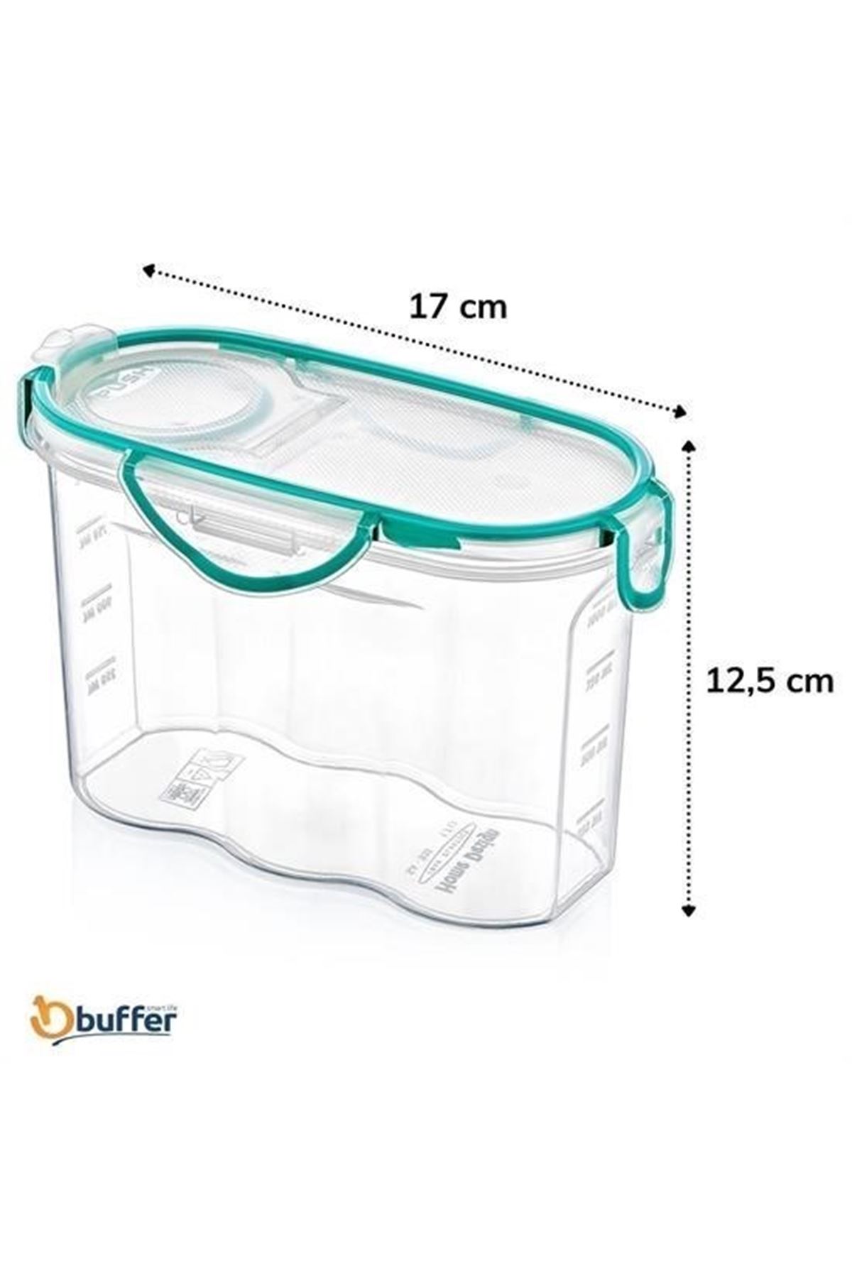 Tbl Dekor® Kilitli Kapaklı Contalı Hava,Su Sıvı Geçirmez 1,2 Litre Erzak Saklama Kabı-SA580