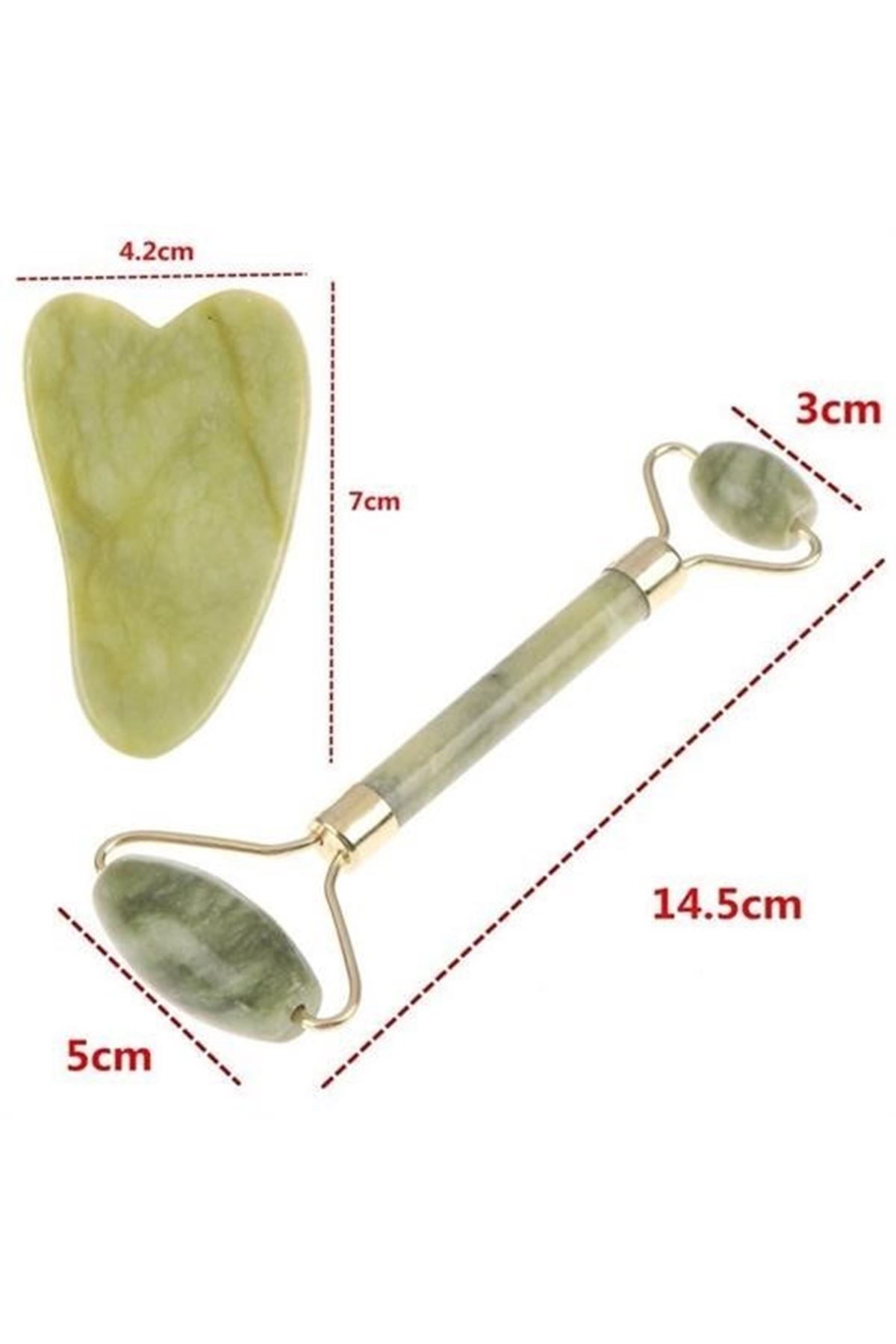 Tbl Dekor® Çift Taraflı 2li Cilt Yüz Masaj Aleti Jade Roller Yeşim  Taşı Seti