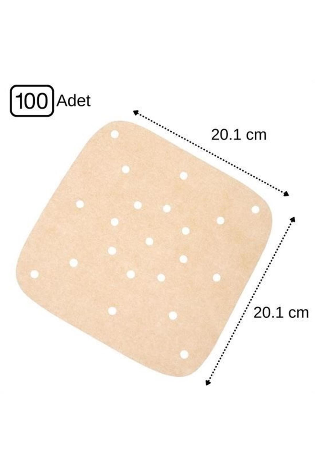 100 Adet Air Fryer Pişirme Kağıdı Tek Kullanımlık Hava Fritöz Yapışmaz Yağlı Kağıt Delikli  Model