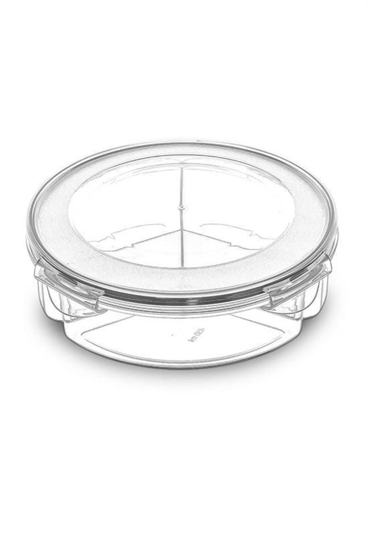 Tbl Dekor® 3 Bölmeli Sızdırmaz Contalı Kilitli Kapaklı 1,35 Litre yuvarlak Erzak Saklama Kabı LC-500